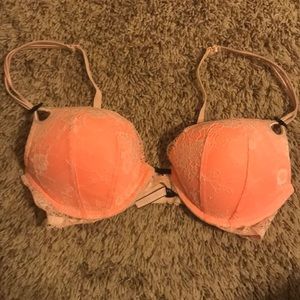 Orange and Tan Lace Victoria Secret Bra 34B